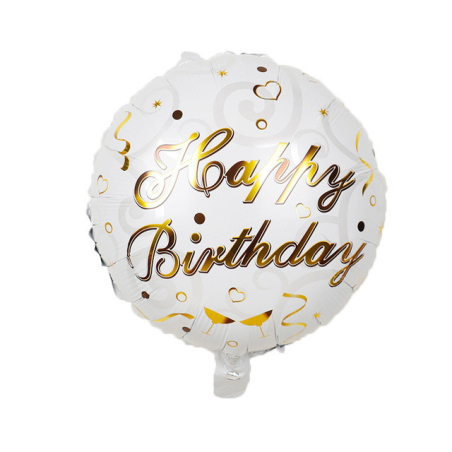 Geburtstagsballon mit goldener Aufschrift Happy Birthday