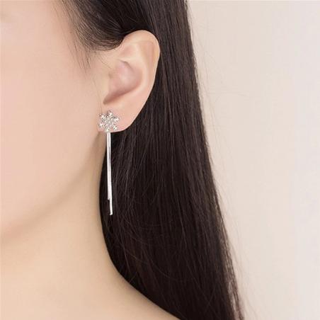 Boucles d'oreilles puces argent fin flocon de neige