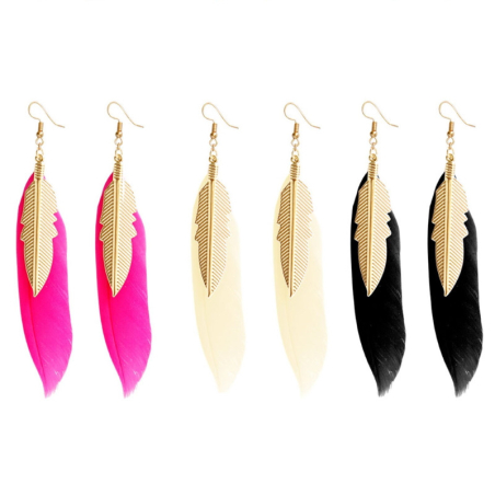 Feather earring Alica in 3 different colors