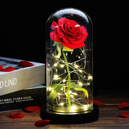 Ewige Rose im Glas mit LED