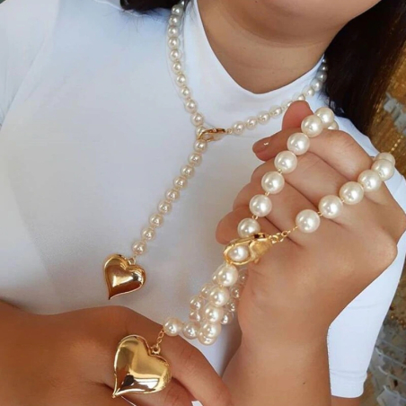 Collana di perle con pendente a cuore Symfonia