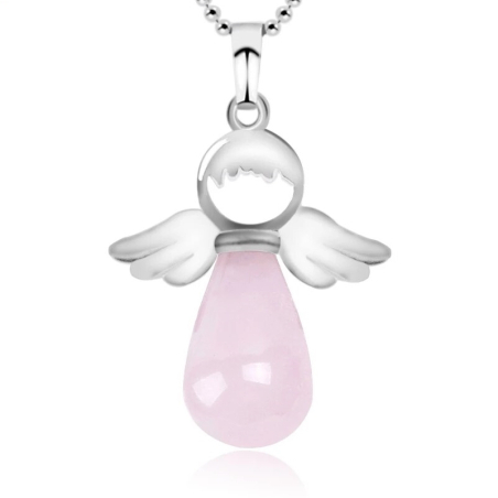 Pendentif Ange Gardien Quartz Rose