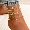 Set of 6 Vida anklets with playful little pendants