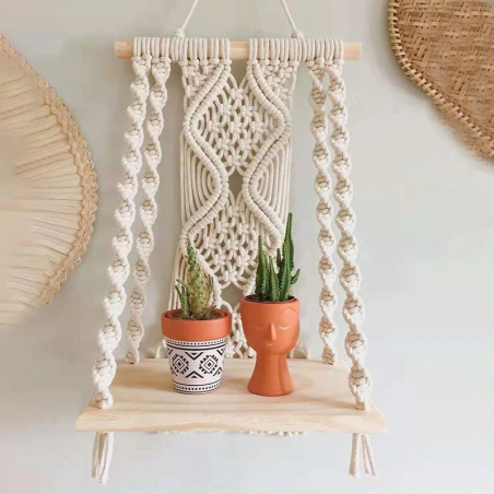 Etagère tapisserie macramé nouée main Riella