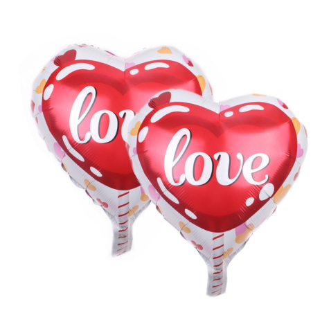 Set of 2 white heart balloons with love motif