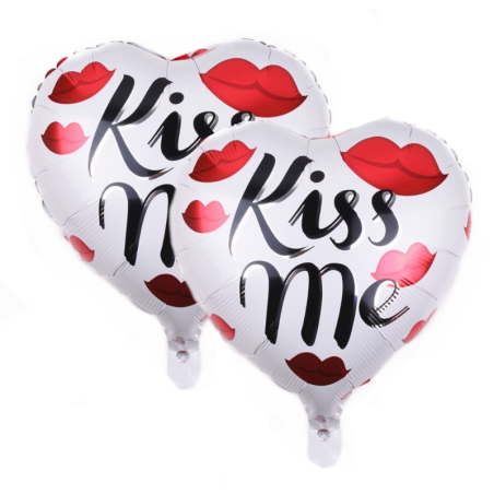 Lot de 2 ballons coeur blanc « Kiss me »