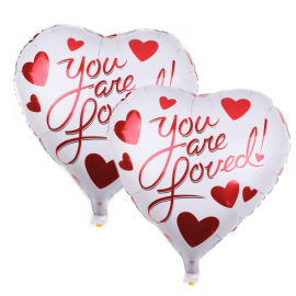 Set di 2 palloncini bianchi a cuore con motivo “You areloved”.