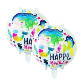 Set of 2 birthday balloons with mermaid