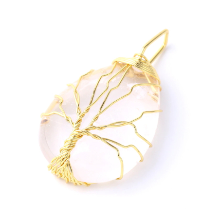 Beautiful white stone pendant with tree of life