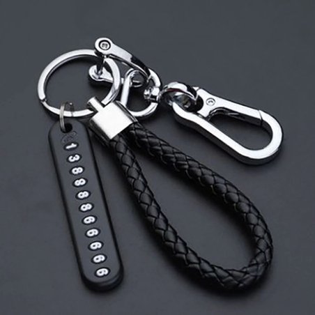 Key chain with license plate or telephone number