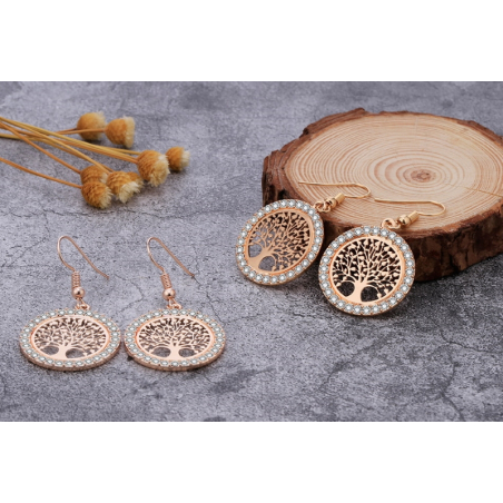 Beautiful tree of life earrings with cubic zirconia stones