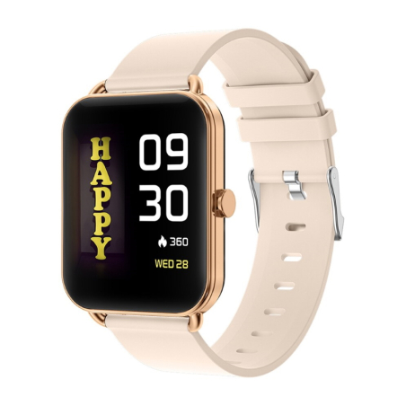 Golden ladies fitness tracker with different watch faces