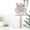 Hand-knotted macrame eagle owl Velino as wall decoration