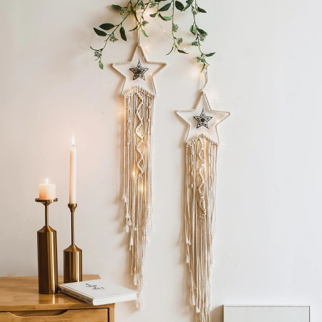 Light Brown Star Macrame Dream Catcher Stella Wall Decoration