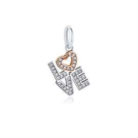 925 LOVE Charm Pendant with Rhinestones