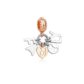 Pendentif charm 925 FAMILLE avec strass