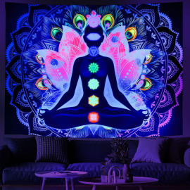 Asciugamano Chakra Mandala UV fluorurante spirituale