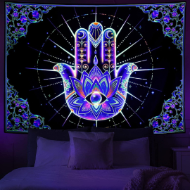 Tissu mural UV fluoré spirituel avec la main divine