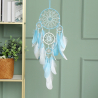 Light blue and white dream catcher Aqualina with 5 rings