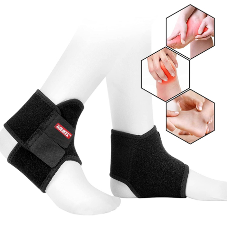 Set of 2 black children's ankle bandages with Velcro fastener