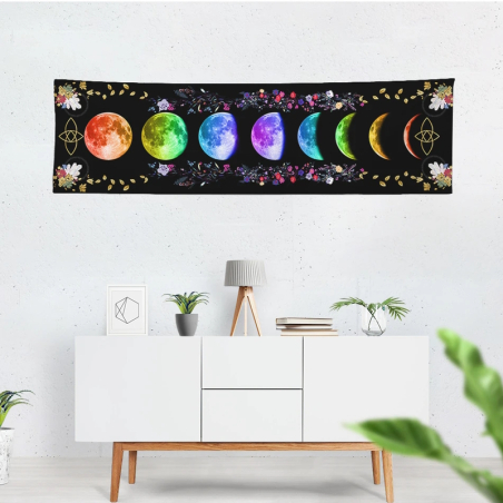 Wall cloth with different colored moon phases