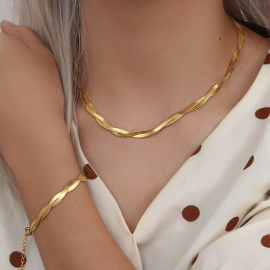 Gold-colored snake chain set Canem with necklace and bracelet