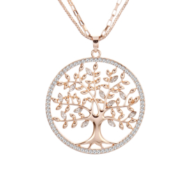 Large golden tree of life pendant with two necklaces