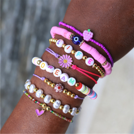 8er Set Dreamy mit Girly Surfer Armbändern verschiedenen Anhängern