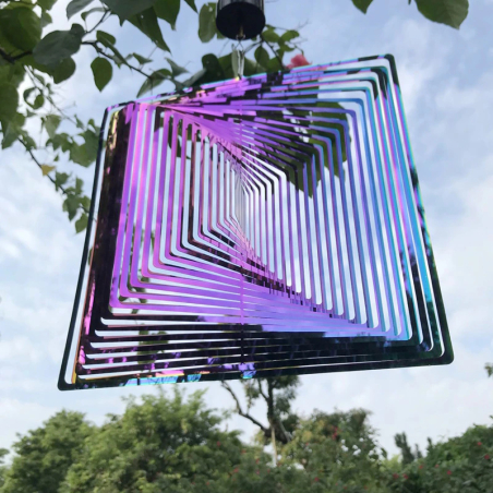 Large rainbow colored square wind spinner