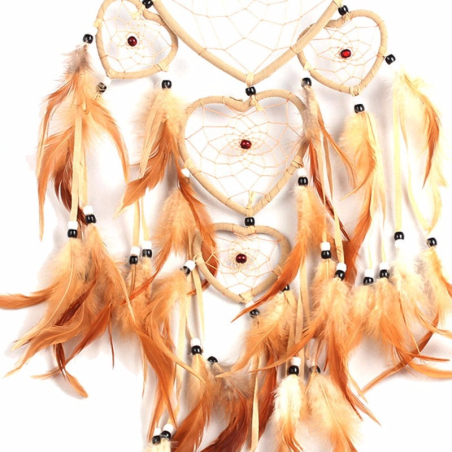 Light Brown Heart Dream Catcher Valentino with 5 Rings - 4