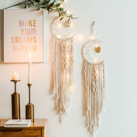 Light Brown Moon Macrame Dream Catcher Luna Wall Decoration