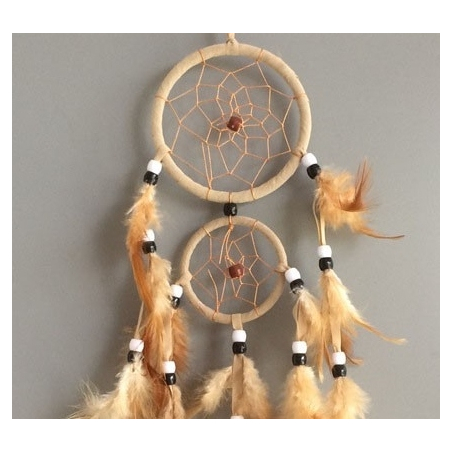 Medium-sized light brown dream catcher Naturino with 2 rings - 2