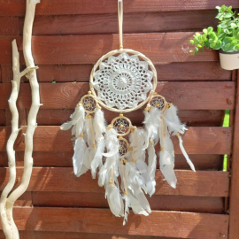 Beige Rattan Dream Catcher Suela with 5 Rings