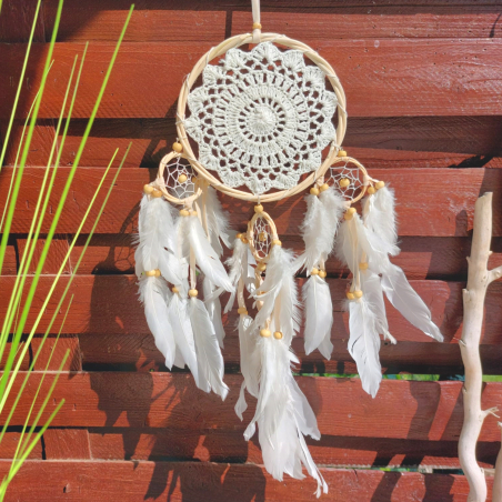 Beige Rattan Dream Catcher Suela with 5 Rings