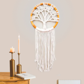 Beige XXL Tree of Life Dream Catcher Arbore made of Rattan