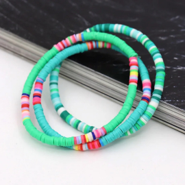 Set di 3 braccialetti surfisti colorati al neon in diversi colori