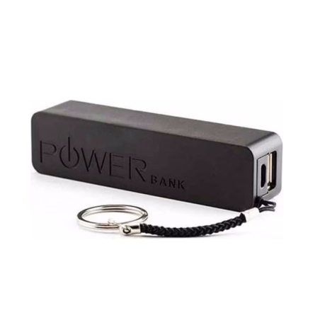 Schwarze tragbare Powerbank 1800 mAh als Schlüsselanhänger