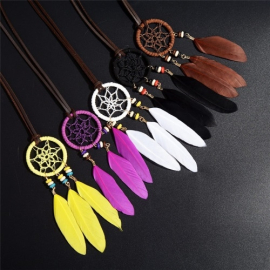 Brown dream catcher pendant Bero with leather necklace, fashion jewelry - Jewelry - 2