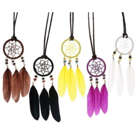 Yellow Dreamcatcher Pendant Yela with Leather Necklace - Jewelry - 3