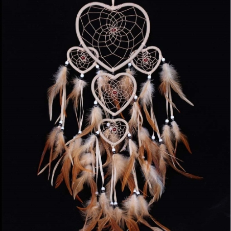 Light Brown Heart Dreamcatcher Valentino with 5 Rings - 2