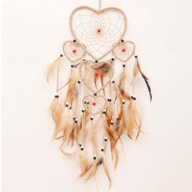 Light Brown Heart Dream Catcher Valentino with 5 Rings - 1