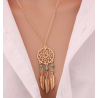 Gold-colored necklace with dream catcher jewelry pendant