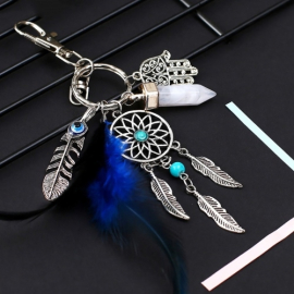 Silver colored dream catcher keychain amulet Riano with turquoise stone - 1