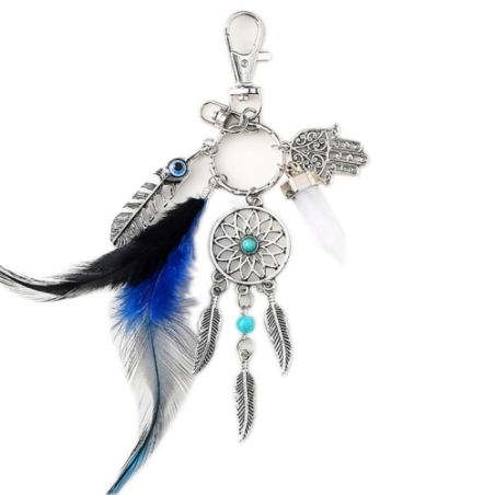 Silver colored dream catcher keychain amulet Riano with turquoise stone - 2