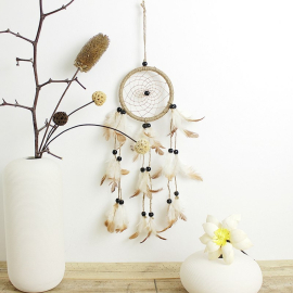 Light brown dream catcher Fusa with linen cord - 1