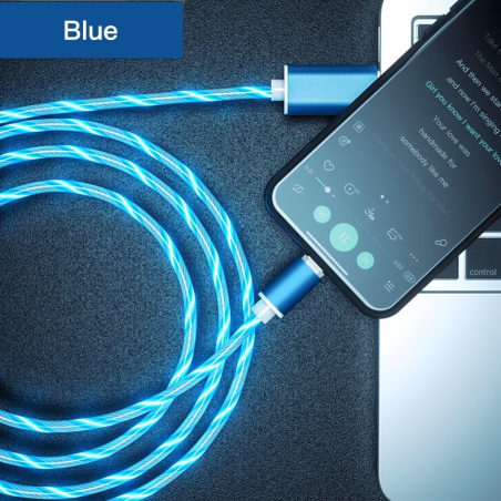 Câble de chargement USB C LED Flow Light avec connecteur magnétique