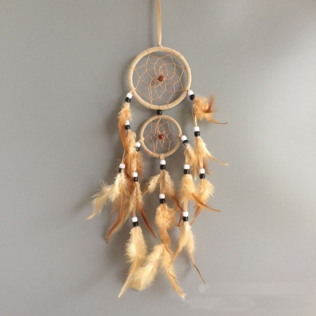 Medium-sized light brown dream catcher Naturino with 2 rings