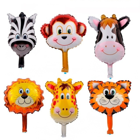 Set of 6 party balloons with funny animals