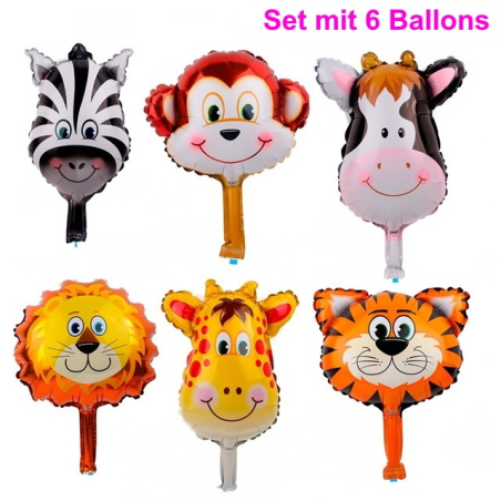 Set di 6 palloncini per feste con animali divertenti - 2